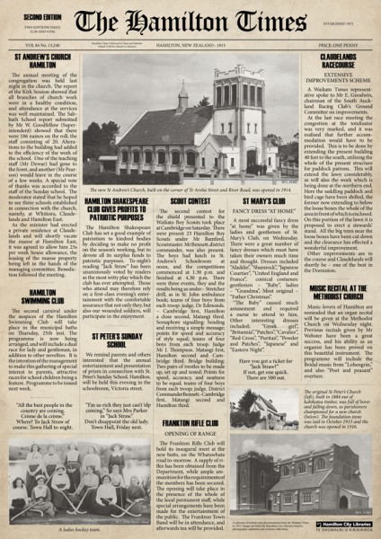 Image of stylised newspaper with extracts from 1915