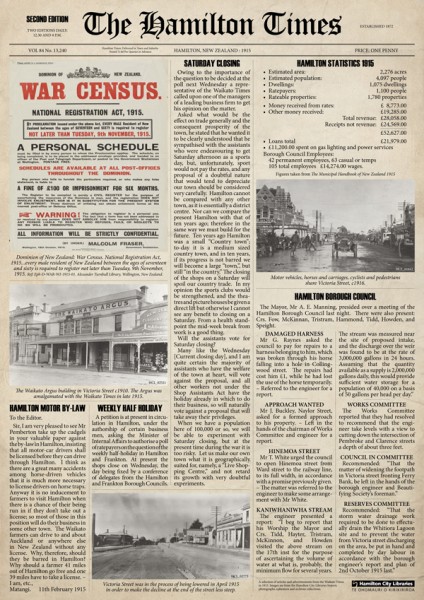 Image of stylised newspaper with extracts from 1915