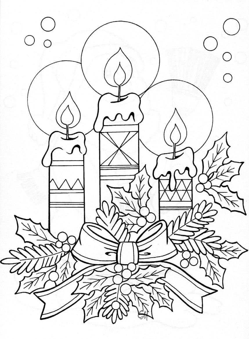 christmas candles colouring