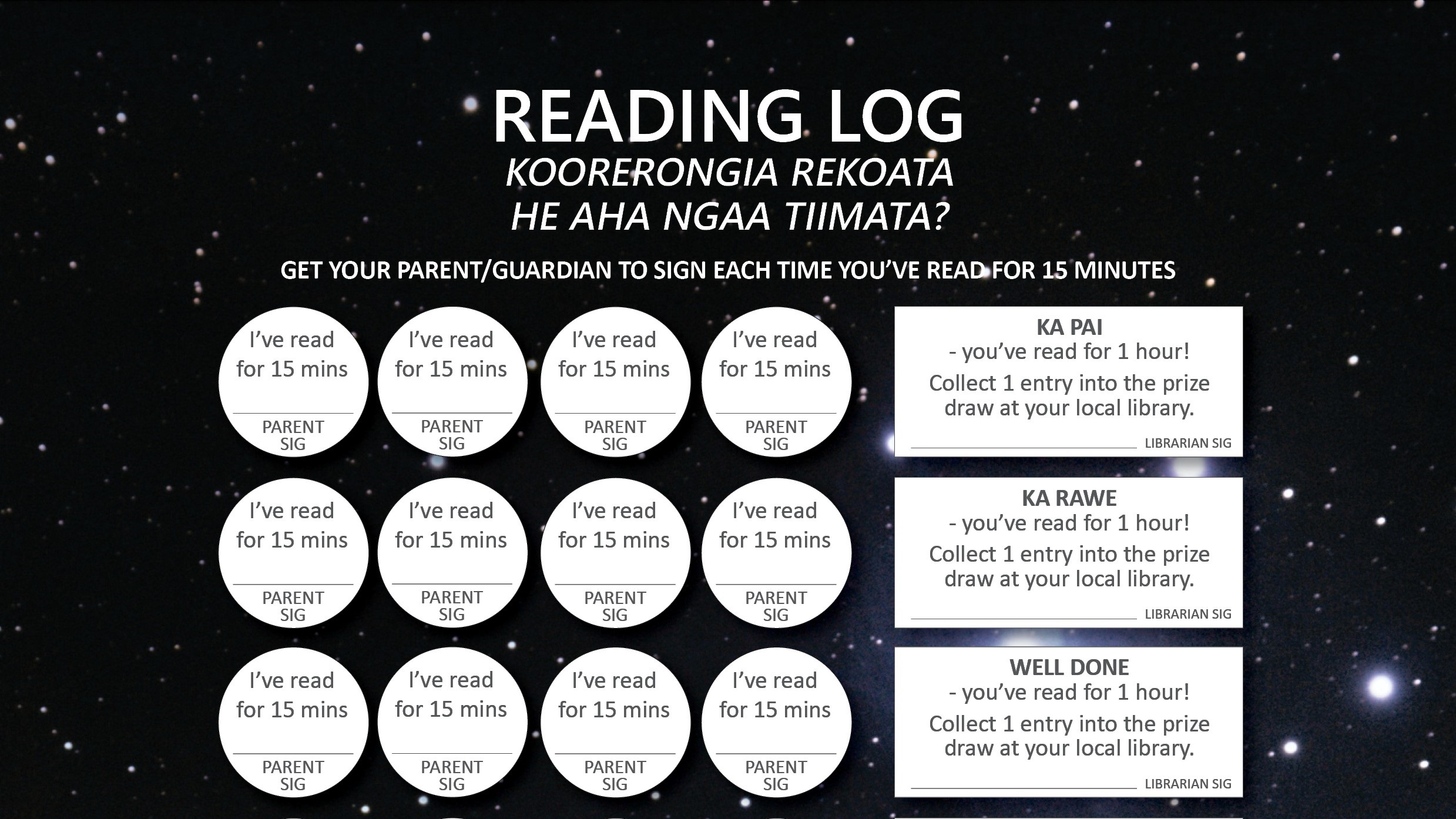 Matariki Reading Log tile