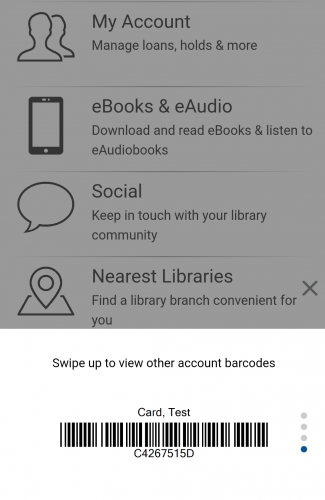 my digital library card barcode available in the app.