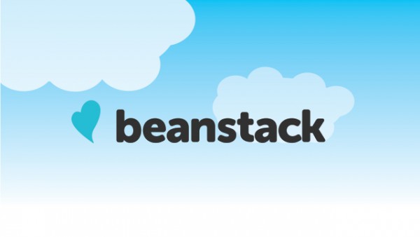 Beanstack logo with a sky blue background and clouds. 