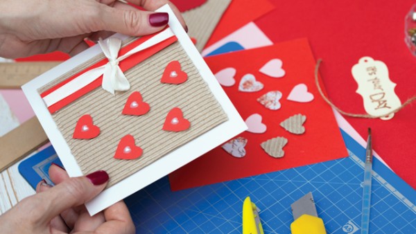 Handmade card with hearts