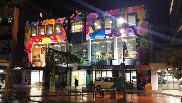 Central Library exterior at Night